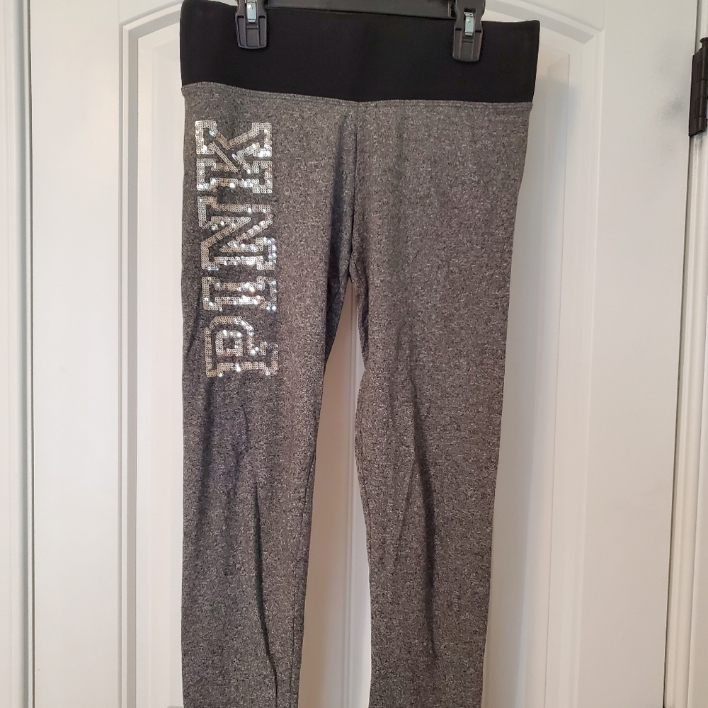 PINK Grey Sequin Leggings